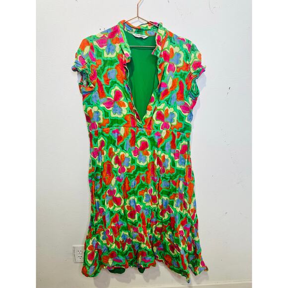 AMANDA UPRICHARD Women's Green Floral Collared Shirt Pierre Midi Dress Size XL - Picture 4 of 12